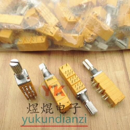 1 Piece RK097 B50K 6-Channel Precision Adjustable Volume Potentiometer 20-Pin Flower Shaft 18MM