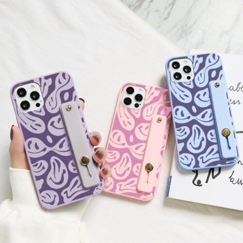 Funny Smile Face Case For Xiaomi Mi 11i Poco F3 M3 X3 NFC Redmi Note 9 10 S 9S 8 8T 7 10T 11 Lite Pro Max Wrist Strap Soft Funda