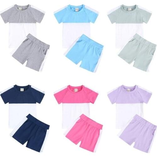 Children Pajamas Boys Cotton Clothes Shorts Set Patchwork Solid Sleepwear for Girls Toddler Baby Outfits Kids Child Pyjama