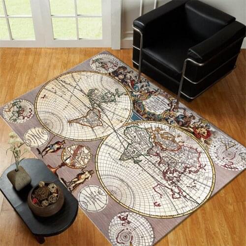 Home Decorative Big Carpets For Living Room Bedroom Large Area Rug Vintage World Map Kids Room Gamer Child Crawl Mat Carpet Play