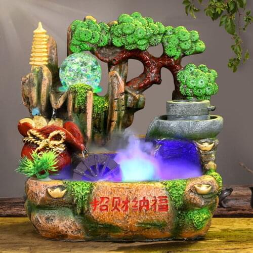 220V Feng Shui Rockery Water Fountain Indoor Tabletop Waterfall Fountains Office Lucky Decoration Waterscape Home Decor Crafts