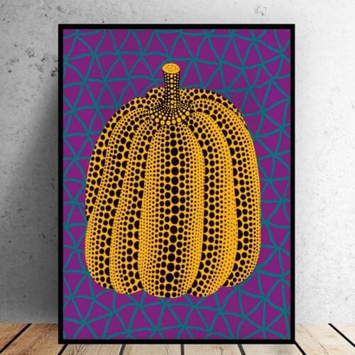 Art Yayoi Kusama Purple Pumpkin Canvas Paintings Art Posters and Prints Cuadros Wall Art Picture for Living Room Home Decoration