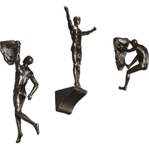 Industrial rock climbing man board diving character muscle wall pendant decoration hanging Sculpture statue background decor