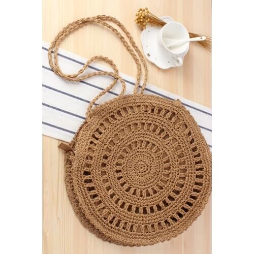 Hand Hook Round Shoulder Bags Straw Woven Hollow Woven Beach Bag Fashion Womens Bag
