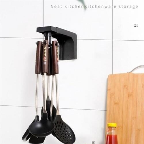 Kitchen Punch-Free Wall-Mounted Household Rotating Telescopic Storage Rack Simple Knife Rack Hanger Telescopic Storage Rack