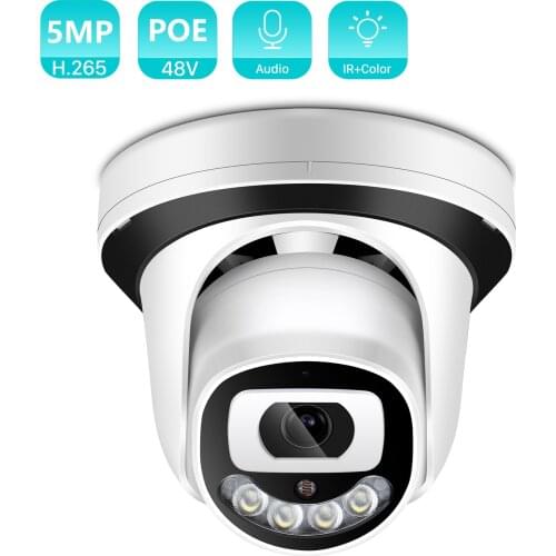 5MP 3MP HD Audio 48V POE IP Camera IR/Color Night Vision 2.8mm Wide Angle H.265 2MP Indoor Video Surveillance Dome Camera