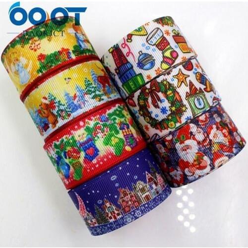 OOOT BAORJCT 178174 25mm 10yards Christmas Ribbons Thermal transfer Printed grosgrain Wedding Accessories DIY handmade material