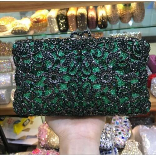 Multi colour Crystal Rhinestones Evening Clutch wallet Wedding Bag Women gift bag Metal Minaudiere Handbag Purse Bridal Purse