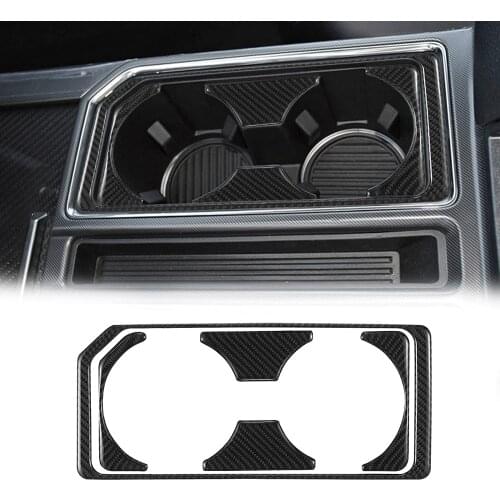 Carbon Fiber Front Cup Holder Panel Sticker Front Cup Holder Frame Decoration Interior Accessories for Ford F150 2015-2020