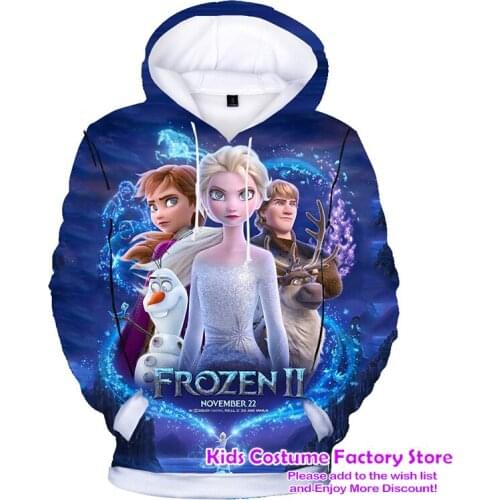 New Elsa Anna 3D printing Kids Baby Boys Girls Toddlers Hoodies Cartoon Tracksuit Children Clothing Sweatshirts 1-13Years