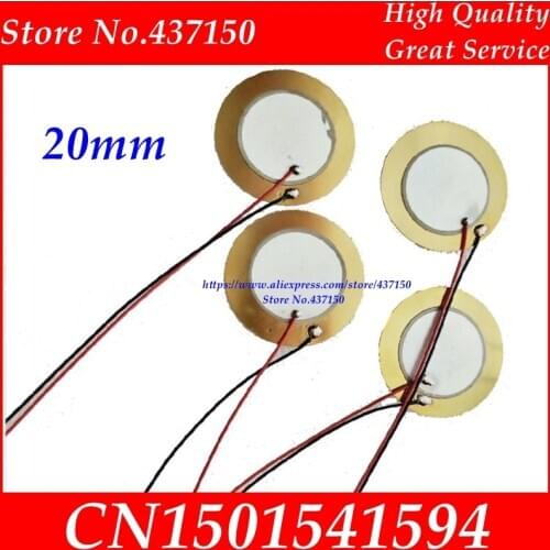 15PCS X diameter 20mm Piezo Ceramic Element with cable 15mm length Piezoelectric Piezo Ceramic For Buzzer Loudspeaker