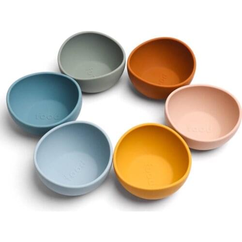 Food grade silicone childrens feeding tableware baby eating training complementary food bowl baby simple silicone bowl