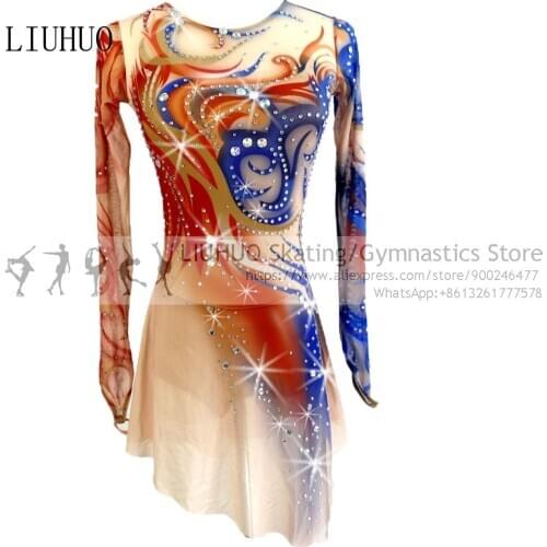 Girls Figure Skating dress dance latin children ballroom vestidos Skirt Competition Belly uniform Ice Skating dress wholesale