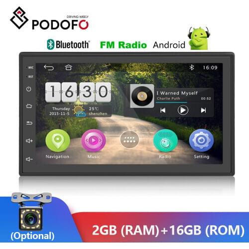 Podofo 2.5D Android Univer 2 Din Car Multimedia MP5 Player Radio GPS Bluetooth WIFI Auto radio 7'' Touch Screen Audio Car Stereo