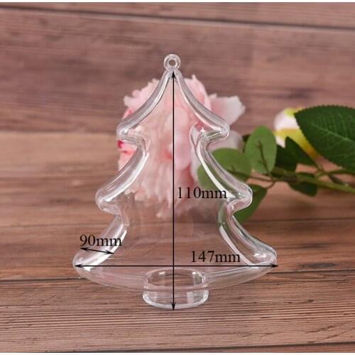Christmas Tree Shape Transparent Xmas Ball DIY for Festivel & Party Plastic Fillable Ball Home Tree Pendant Hanging Decoration
