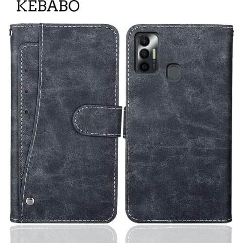 Luxury Wallet Tecno Spark 7 Case 6.52" Vintage Flip Leather Business Protective Cover For Tecno Spark 7 Case With Card Slots
