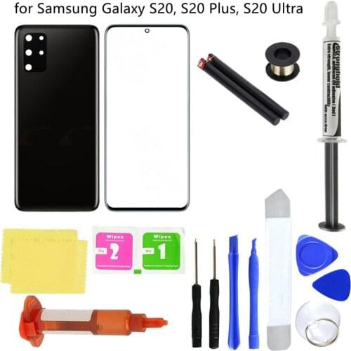 AAA+ Quality for Samsung Galaxy S20 S20 Plus S20 Ultra Professional Replacement Front Glass Screen Back Cover Repair Tools Kit