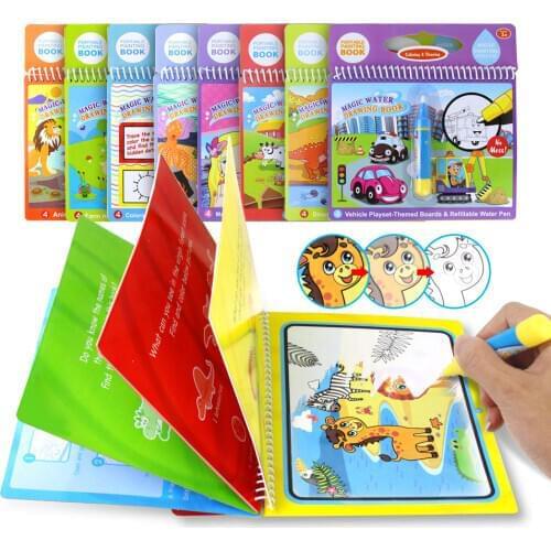 Magic Water Drawing Books 8 Styles Coloring Doodle Magic Pen Drawing Toys Early Education Toys For Kids Birthday Gift