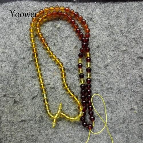 Yoowei 5mm Amber Necklace Diy Round Loose Beads Chain Genuine Natural Rainbow Amber Women Handmade Sweater Chain Factory Price