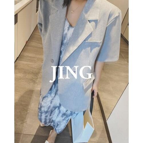 2021 Womens Pink Cotton Linen Jacket Blazer Suit Coat Za Woman Oversize Dress Spring Summer Clothes Office Elegant Cardigan Y2K