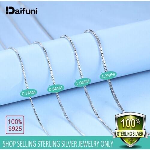 100% Genuine 925 Sterling Silver Slim Necklaces for Women Box Chain Necklace for Pendant Wholesale Lots Syster Birthday Gifts