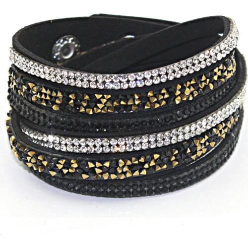 1 pc/lot 2018 New Arrival Fashion Jewelry Colorful Stone 6 Layer Rhinestone Charm Bracelet&bangle Leather Bracelet For Women