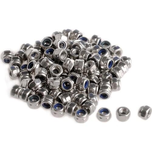 100 Pcs/Set M3 Stainless Steel Screw Lock Nylon Hex Nut Insert Locking Nuts 3mm