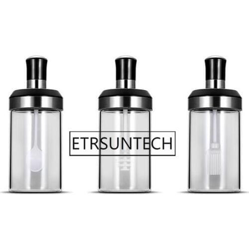 30pcs Transparent Glass Seasoning Bottle Salt Storage Box Condiment Jar For Salt Sugar Pepper Powder With Spoon Brush