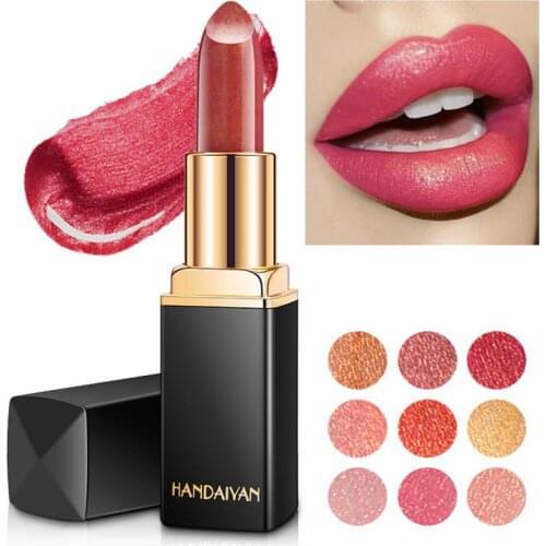 9 Colors Diamond Pearlescent Lipstick Long-lasting Non-fading Highly Pigmented Watery Lip Gloss Lip Makeup Cosmetics TSLN2