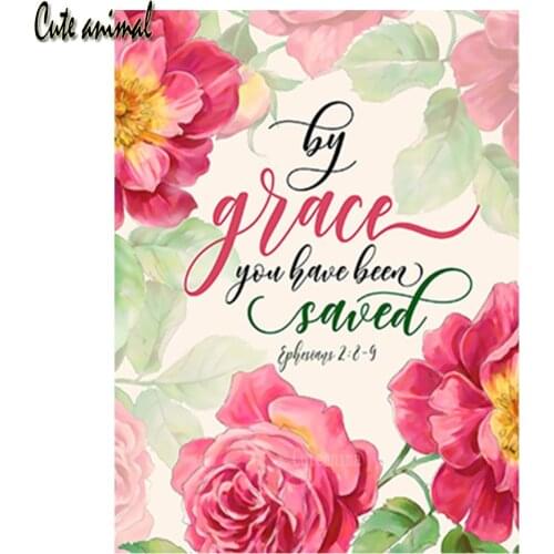 Bible Poetry Flower Christianity Diamond eEmbroidery 5D Diy Diamond Painting Cross Stitch Kit Diamond Mosaic Art Home Decor New