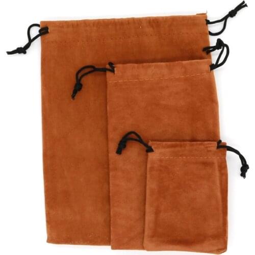 3 Size Velvet Bags 7x9 9x15 15x20cm Light Brown Color Soft Cloth Pouches 5pcs/lot Favor Jewelry Earrings Beads Display Gift Bags