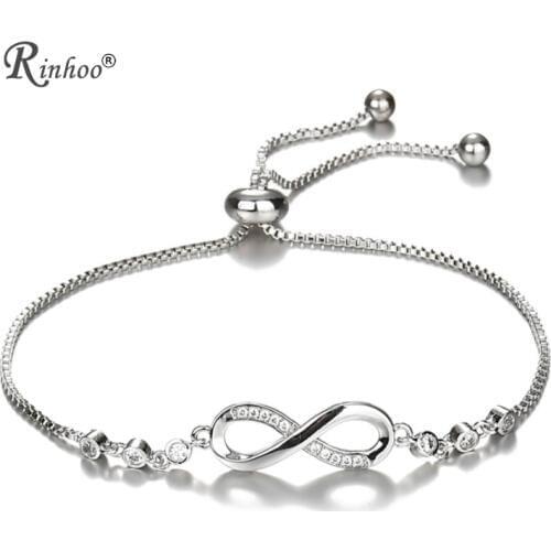 RINHOO Cubic Zirconia Tennis Infinity Friendship Bracelet & Bangles For Women Gifts Fashion Wedding Jewelry Pulseras Mujer