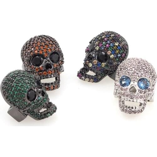 Skull Head Spacer Beads Fashionable And Exquisite Brass Zirconite Gothic Charm DIY Bracelet Make Supplies