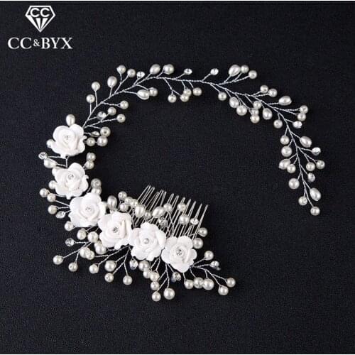 CC Wedding Jewelry Hairbands Headbands Pearl Engagement Hair Accessories For Bridal Exquisite 100% Handmade Crystal Beads TS061