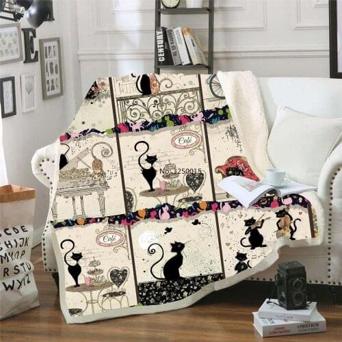 Sofa Cushion Yoga Mat Blanket Picnic Blanket Thick Double-layer Plush Anime Pet Cat 3d Digital Print Carry Blanket Wholesale