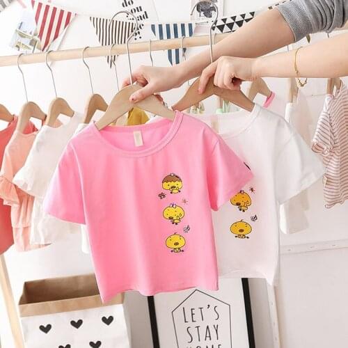 Summer Children T-shirt Kids Girls Boy Animal Printing Cartoon Cute Yellow Duck Comfortable Short Sleeves Fashion Cotton Baby