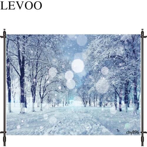 LEVOO Photographic Background Road Snow Scene Winter Bokeh Beautiful Photo Studio Photocall Printed Shoot Prop Decor Fabric