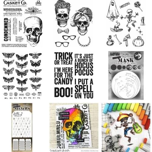 Halloween Skull Doodles Moon Alphabet Butterfly Ghost Metal Cutting Dies Stamps Stencil DIY Scrapbooking Card Handmade 2021 DIY