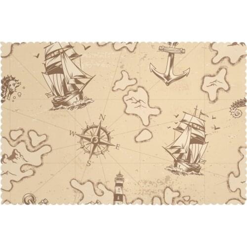 Set of 6 Vintage Nautical Placemats for Dining Table Place Mat in Kitchen Accessories Cup Wine Mat