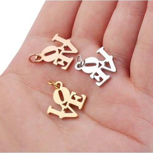 5Pcs/Lot Creative Stainless Steel Hollow Love Tags Charms Handmade Pendants DIY Jewelry Making Supplies Findings