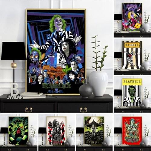 Classic Horror movie Beetlejuice Retro Posters Wall Art Prints Picture Decoration Canvas Painting for Bar Living Room Home Decor