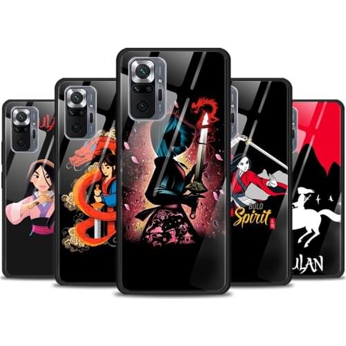 Tempered Glass Luxury Cover Princess mulan For Xiaomi Redmi K40 K30 K20 9T 9C 9A 9 8A 7 Pro Plus Phone Case