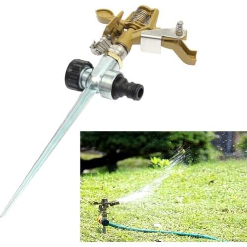 360 Degree Rotary Irrigation Sprayer Sprinkler Automatic Watering Garden Water Nozzle Impulse Sprayer Metal Spike Garden Tools