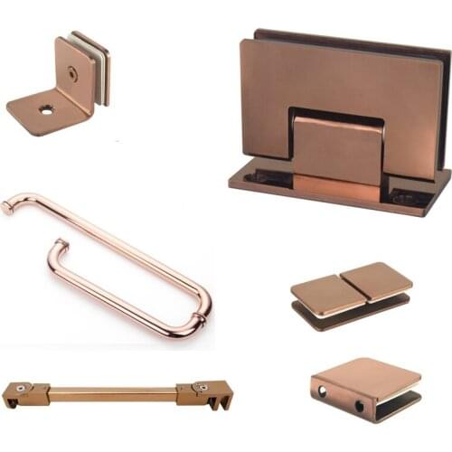 Rose Gold Shower Installation Kits Shower Glass Clamp Bracket Glass Door Handle Hinge Enclosure Glass Panel Support Bar