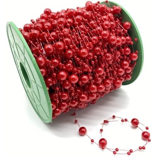 5Yards 3+8mm Fishing Line Artificial Pearls Flower Beads Chain Garland Flowers Wedding Party Decoration Diy Accessories #S10s09