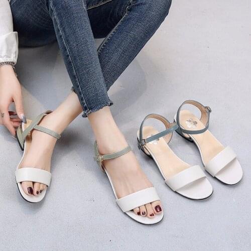 One Word Buckle Open Toe Ladies Sandals Summer Casual Fashion Ladies Flat Sandals