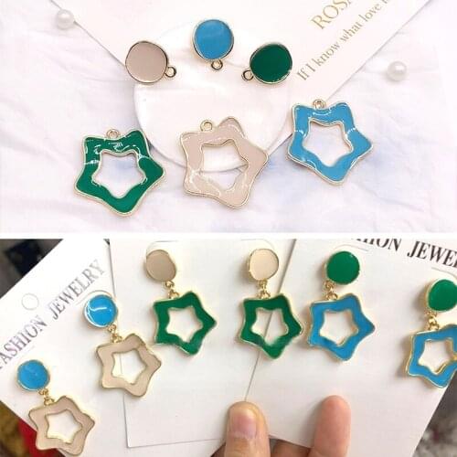DIY handmade earrings earring material holiday wind dripping oil alloy color jewelry accessories necklace starfish pendant