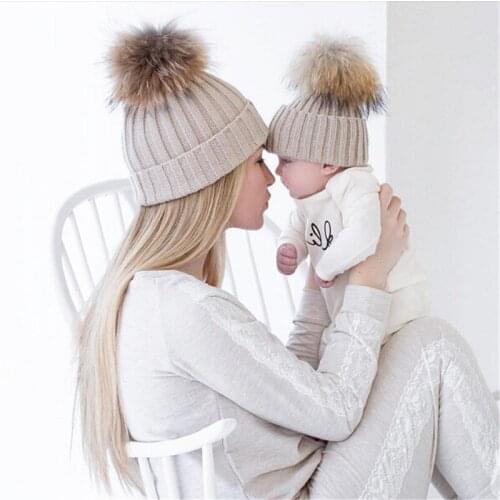 New Autumn Winter Parent-child Hat Cute Knitted Infant Winter Hat Mother Kids Warm Beanie Cap