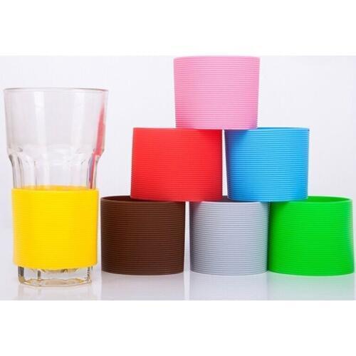 13 Colors Silicone Heat Insulated Cup Sleeve Stripes Non-slip Wraps For Mugs Ceramic Glass Cup Sleeve Water Bottle Kettle Cover