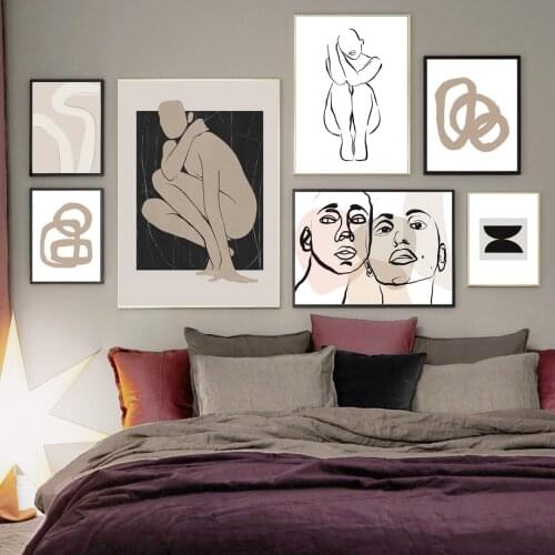 Modern Neutral Abstract Line Curve Nordic Poster Minimalist Wall Art Print Canvas Painting Gallery Decor Picture For Living Room